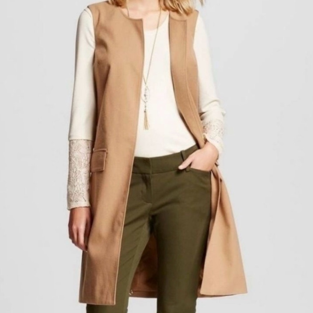 Tan Sleeveless Size 2 Duster Jacket Vest